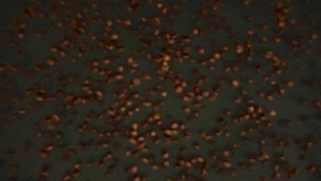 Slow motion of flying coffee beans on a black background