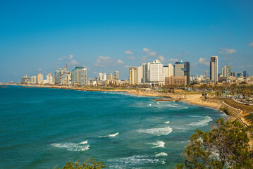 Fototapeta premium scenery of Tel Aviv beach along the Mediterranean in Israel