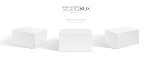 3D White Box With Shadow Isolated On Background - obrazy, fototapety, plakaty
