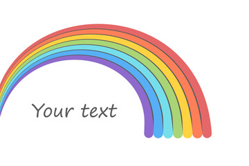 Banner with pattern of rainbow colors and place for text on white background. Cartoon flat style
