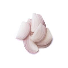 Fototapeta na wymiar onion slices on white background with clipping