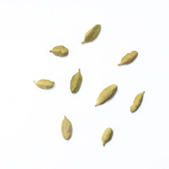 Cardamom or elaichi on white background 