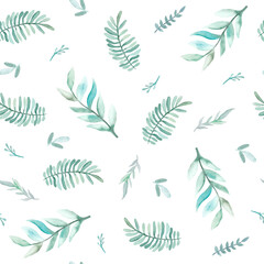 Watercolor seamless pattern with leaves. illustrations
