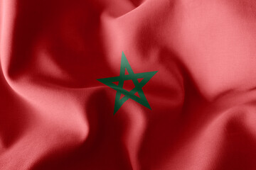 3D rendering illustration flag of Morocco. Waving on the wind fl