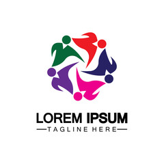 Community, network and social icon logo design template