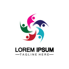 Obraz premium Community, network and social icon logo design template