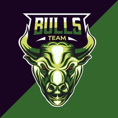 Bull mascot logo for sport team