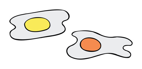 Cartoon vector illustration of farm fresh egg and store bought egg.