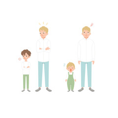 Problems of relations between son and father. Flat cartoon vector illustration