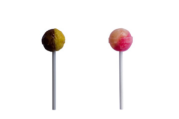 Two lolipop isolated on white background