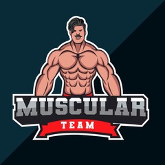 muscle man bodybuilder mascot logo