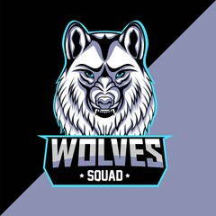 white wolves mascot esport logo design