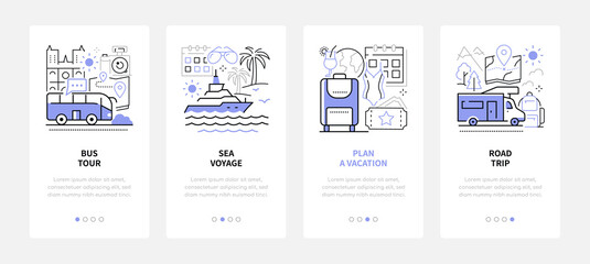 Traveling and tourism - modern line design style web banners