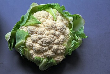 beautiful white cauliflower, fresh vegetable, natural vitamins, cruciferous plants, one cauliflower