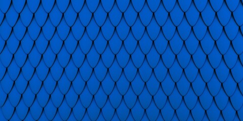 Blue Artificial Glossy Fish / Snake Scale Reptile Pattern Texture - Illustration / 3d Rendering
