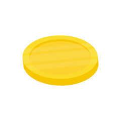 Gold coin. Flat golden isometric icon. Wealth symbol. Vector illustration isolated on white