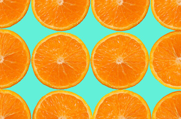 Orange Fruit slice Background. Healthy food lifestile. Food background. Applicable for fruit juice advertising. Summer rest vacation concept.