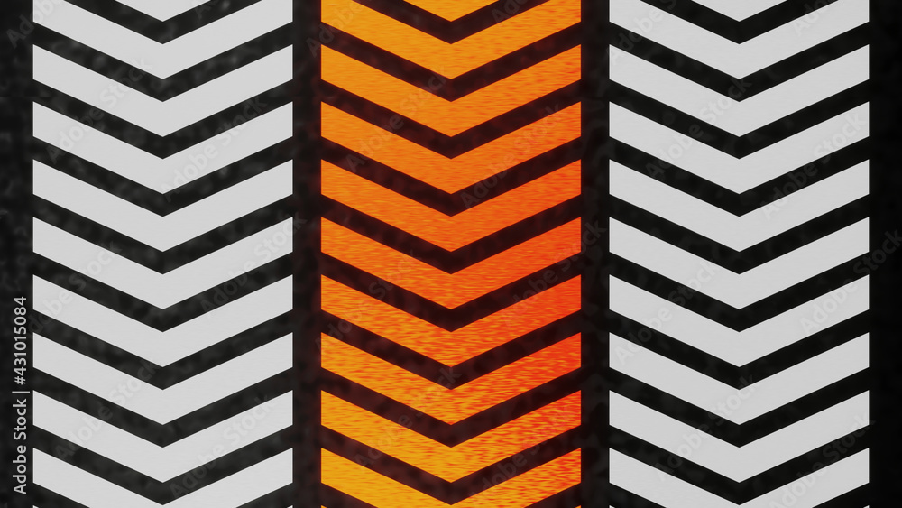 Poster 3d illustration of abstract repeated pattern seamless loop. white and orange color neon abstract fut