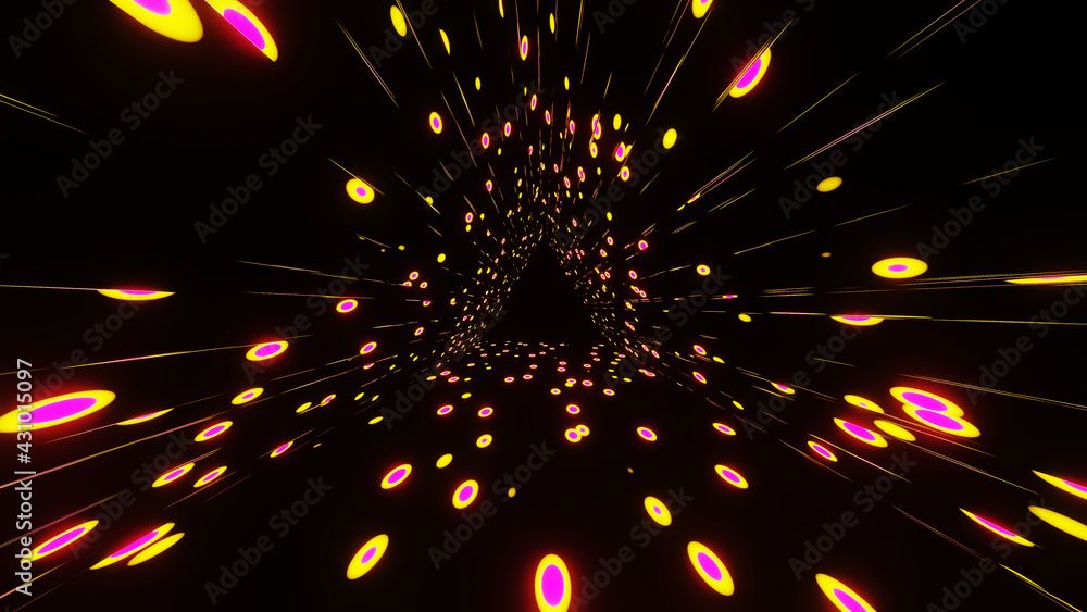 Fototapete abstract seamless loop of 3d renders yellow and pink neon circular abstract motion background inside