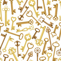 Obraz premium Vector seamless pattern with retro keys. Vintage background.