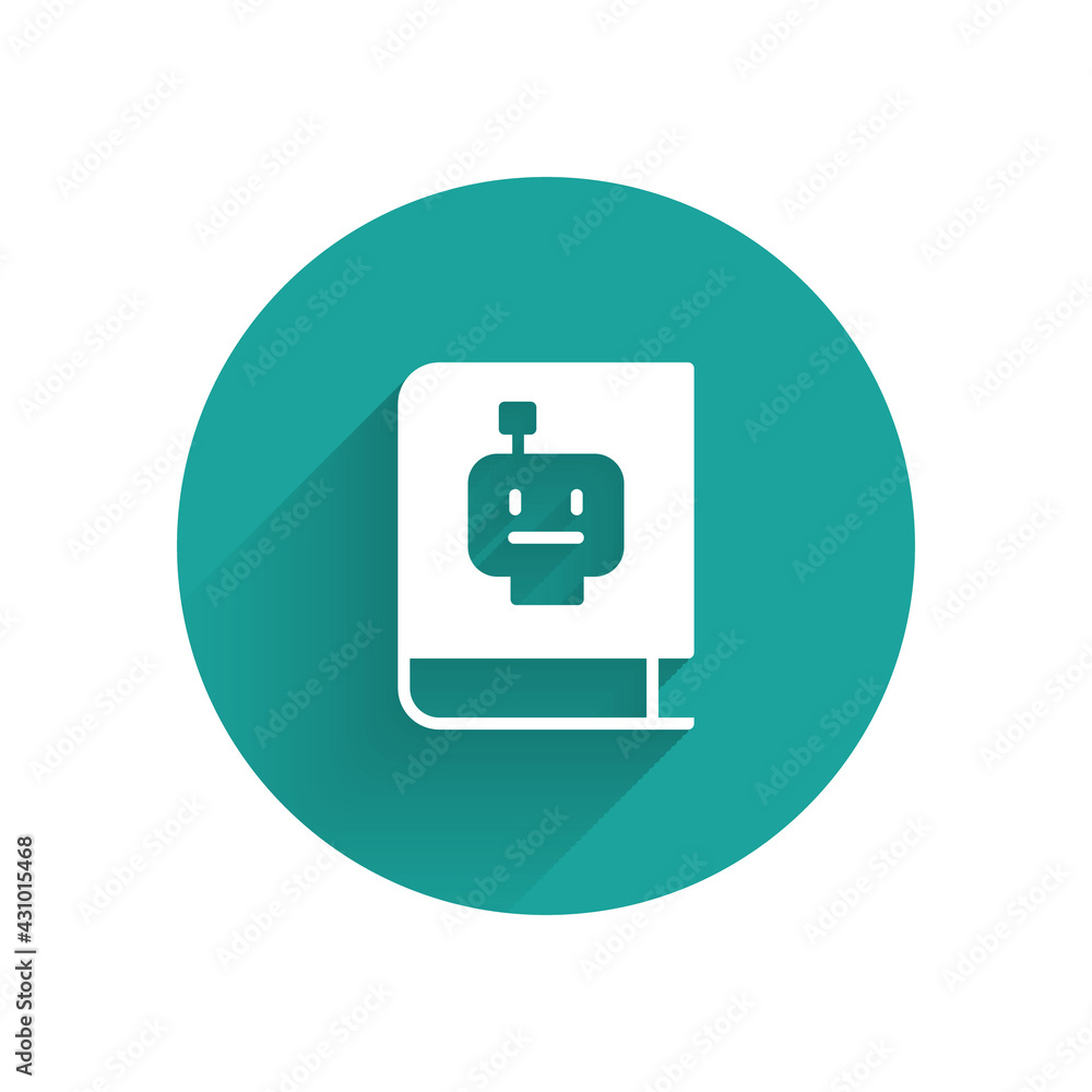 Poster white user manual icon isolated with long shadow. user guide book. instruction sign. read before use