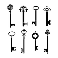 Vector set of retro keys in simple style.