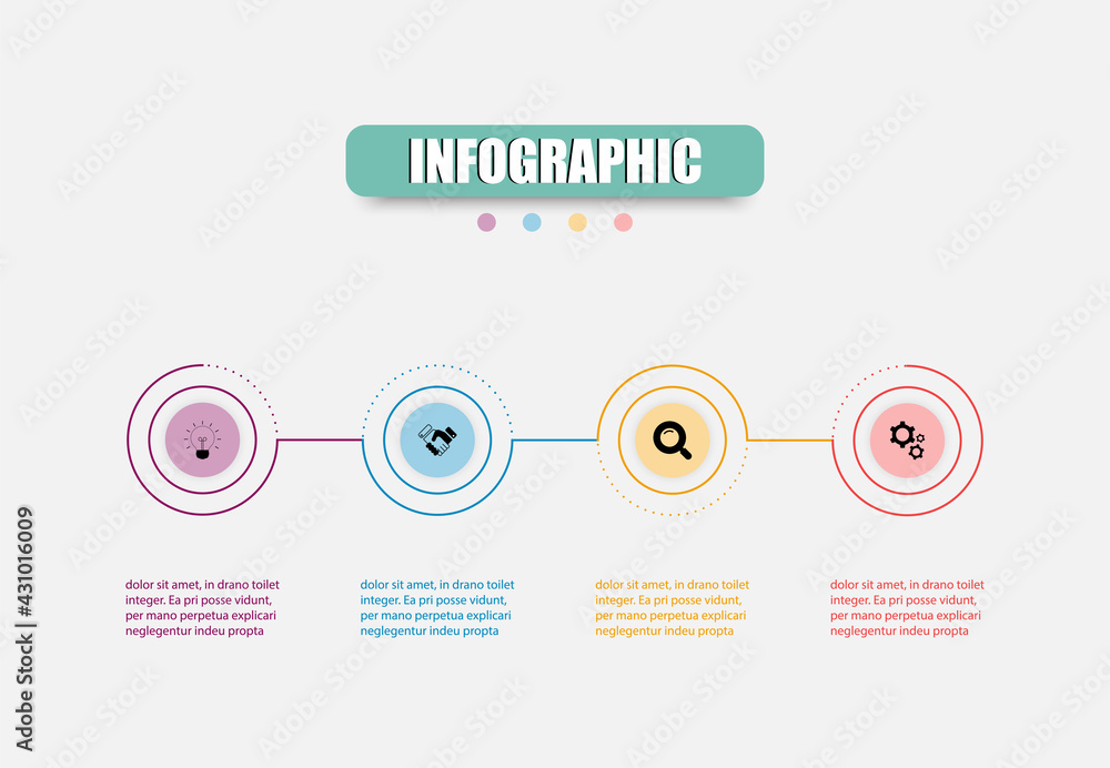 Poster circles infographic vector design template for illustration 4 steps. presentation business infograph