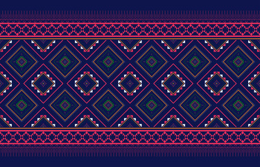 Ethnic oriental ikat pattern traditional Design for background,carpet,wallpaper,clothing,wrapping,fabric,Vector illustration.