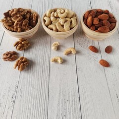 Nuts and sweets on the background