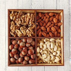 Nuts and sweets on the background