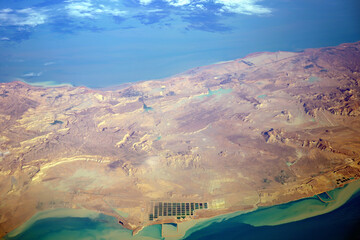 Aerial view of Qeshm, an Iranian island in the Strait of Hormuz.