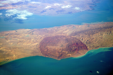 Aerial view of Qeshm, an Iranian island in the Strait of Hormuz.