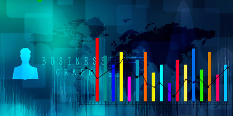 2d rendering Stock market online business concept. business Graph 
