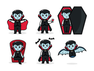 Cute Dracula kids costume Halloween mascot logo design illustration
