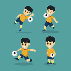 Cute Soccer player mascot logo design illustration