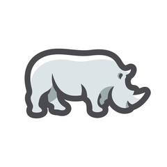 Rhino silhouette simple Vector icon Cartoon illustration.