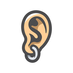 Ear Piercing Ring Vector icon Cartoon illustration.
