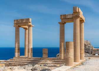 Rhodes Acropolis of Lindos Stoa of Psithyros Ruins Landscape