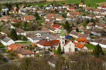 Arial view of Nograd village in Hungary 