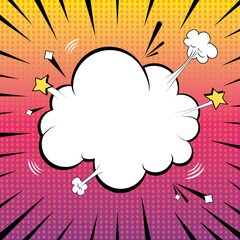 Pop art background. Gradient background, on a cloud background. Space for text in the cloud