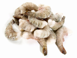Frozen Prawn Shrimps on white Background - Isolated