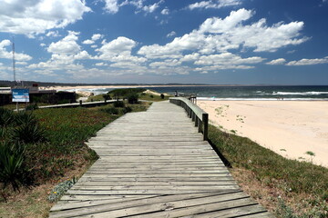 Wooden pedestrian walkway to the beach