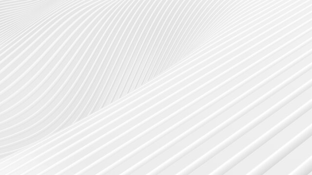 White abstract background with long polygonal bars laid out in a wave.3d illustration © Chawalit Hemman