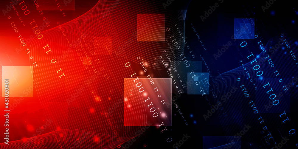 Poster 2d illustration abstract digital binary data on computer screen