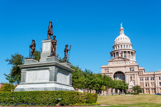 State Capitol building with Confederate Soldiers monument in Austin, Texas
