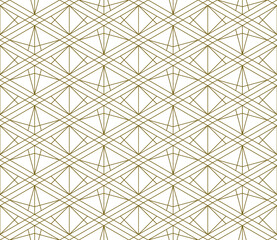 Seamless traditional Japanese ornament Kumiko.Golden color lines.