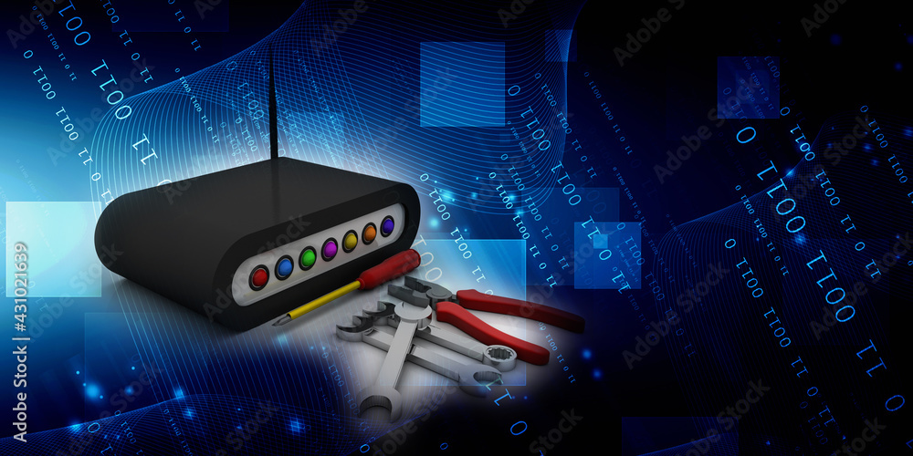 Poster 3d rendering transmitter wifi