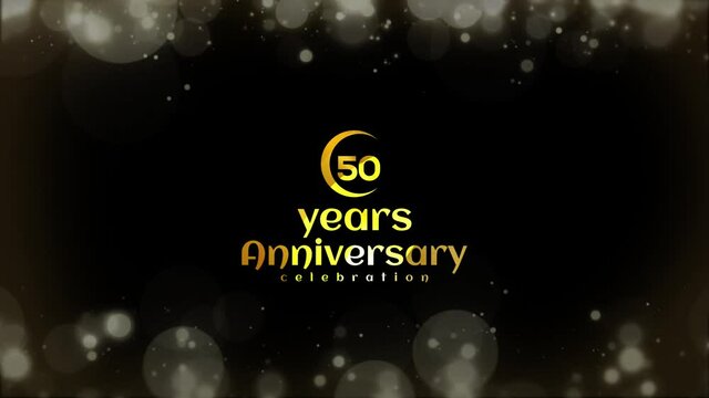 Celebration of  50 Years Anniversary Day Party , invitation Moments Gold Color Creative Logo Videos