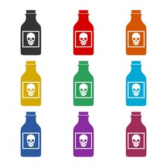 Poison in bottle icon isolated on white background color set