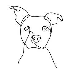 Continuous line drawing dog. Hand drawn line drawing with dog.
